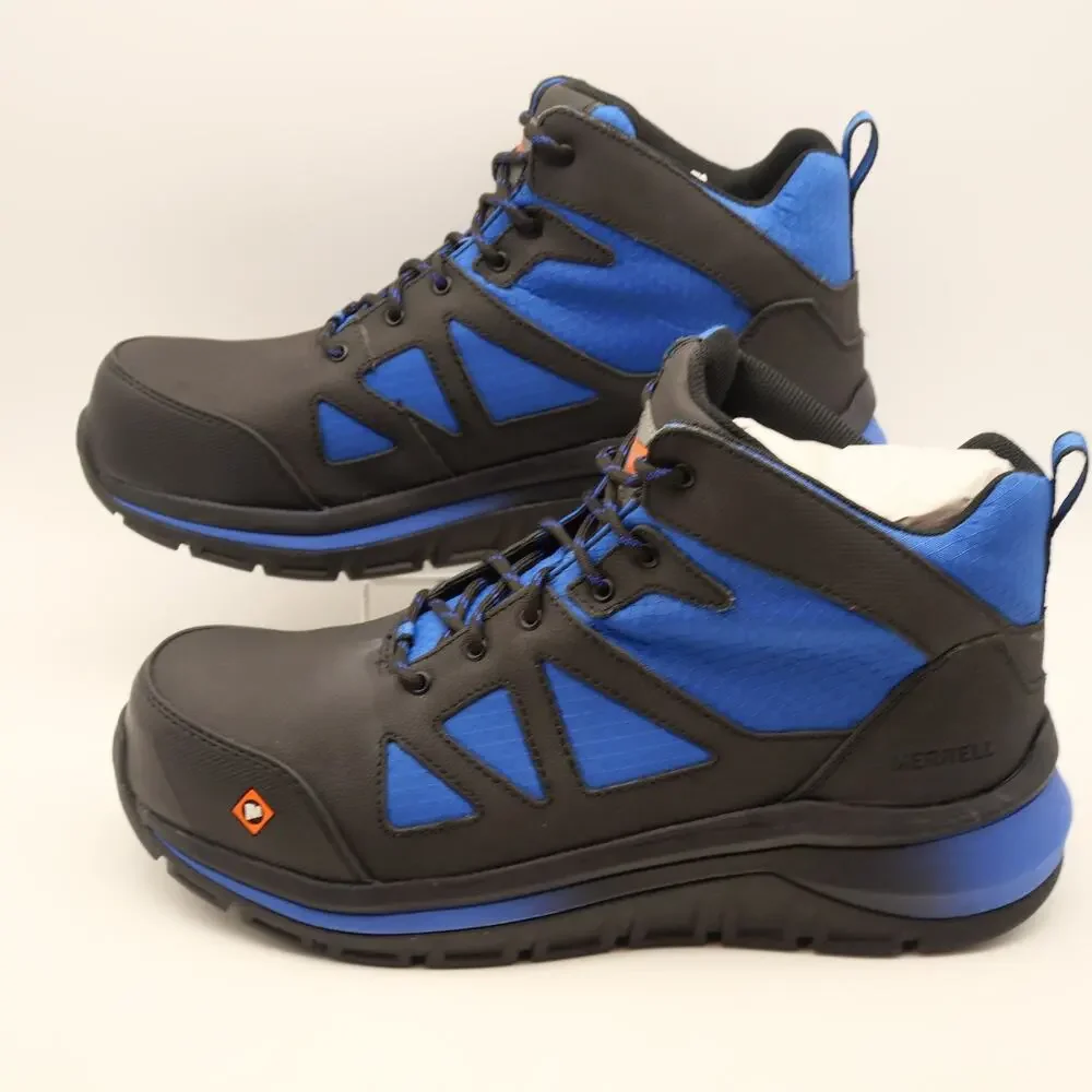 Merrell Men's 10 Work Boots Fullbench Speed Mid Carbon Fiber  Black Blue NEW